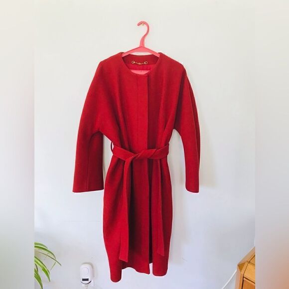 Gucci | red wool belted coat in red | Size XL - Picture 2 of 16